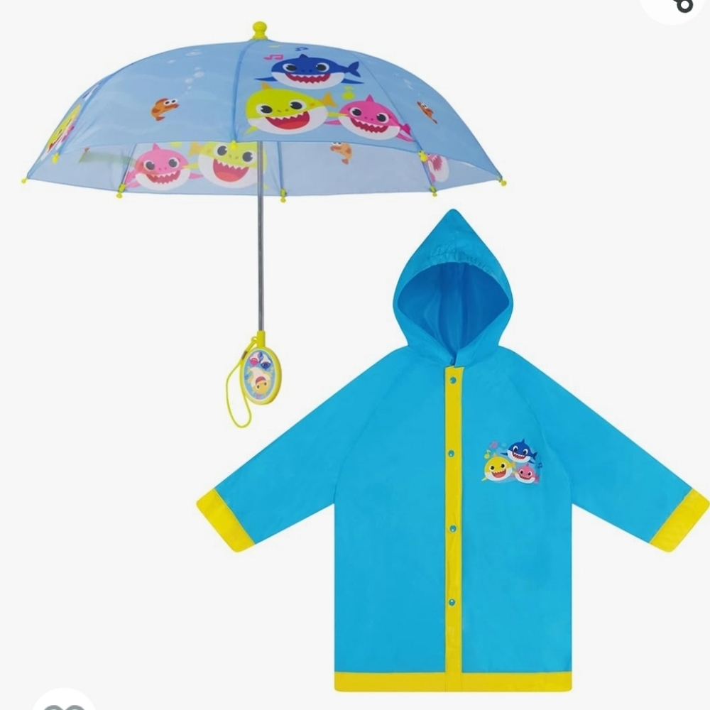 Boys or Girls size 4-5 baby shark rain coat and matching umbrella
